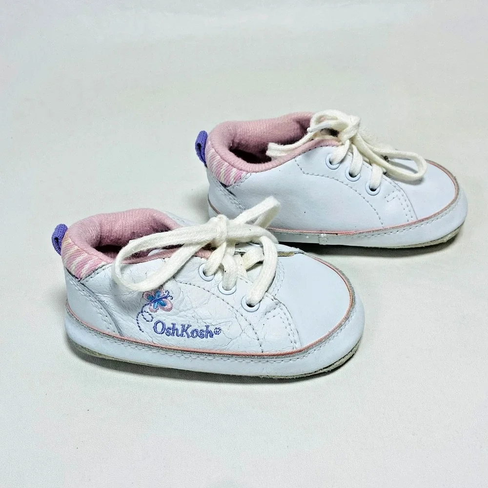 VTG Oshkosh B'gosh Baby Butterfly Crib Shoes Sz 0 Girls Sneakers Newborn 80s 90s